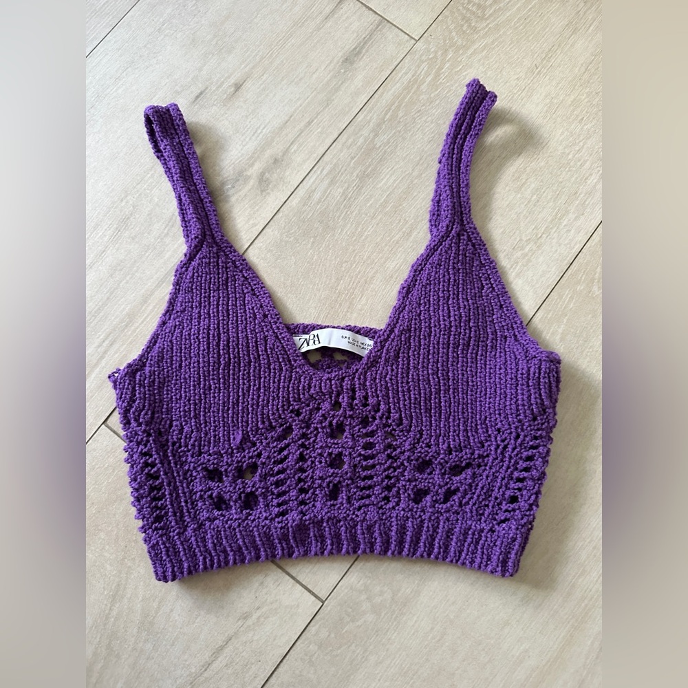 Purple crochet crop top ZARA💕